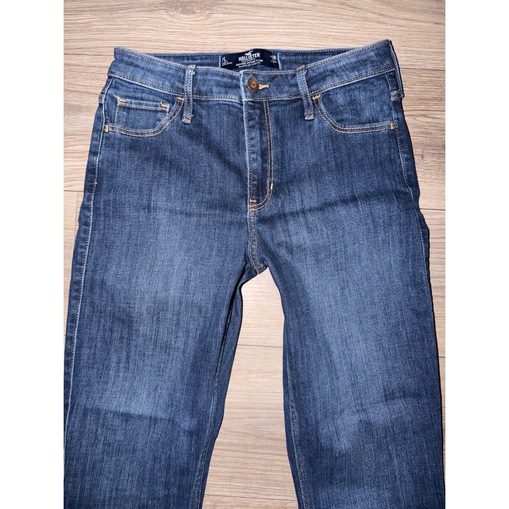 Hollister High-Rise Vintage Flare Jeans Dark Wash Soft Stretch Slit 7L 28 X5 - Picture 6 of 11